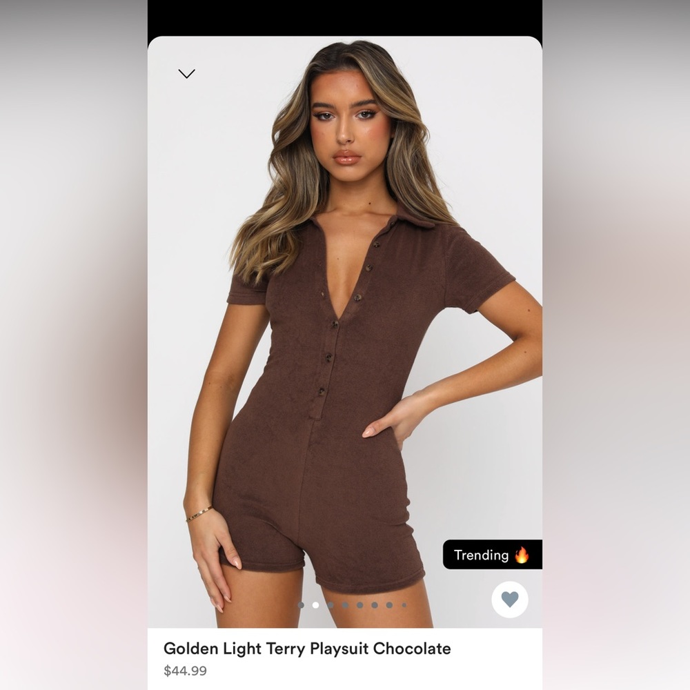 White Fox Golden Light Terry Playsuit Chocolate